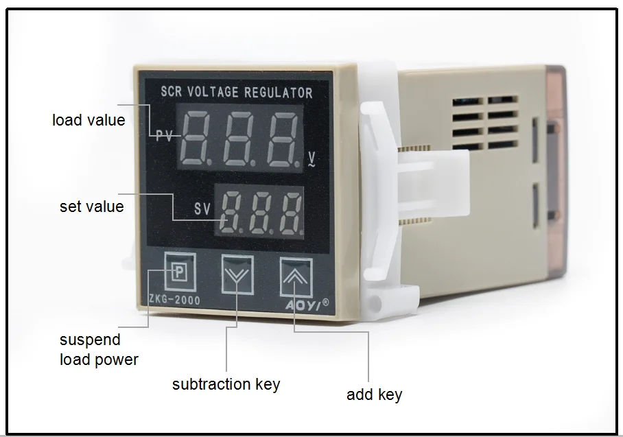 AOYI 1KW Digital Voltage Regulator 220VAC SCR ZKG-51 Single Phase for Industrial Equipment Usage Voltage Adjustment