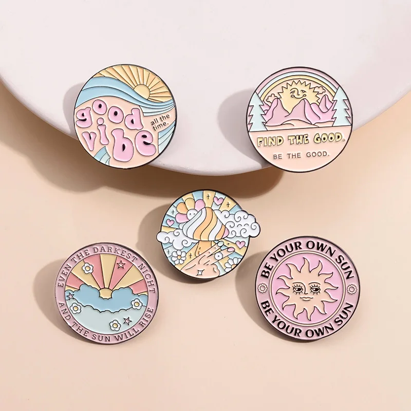 Be Your Own Sun Enamel Pins Custom Mushrooms Sun Rainbow Brooches Lapel Badges Cartoon Funny Jewelry Gift for Kids Friends