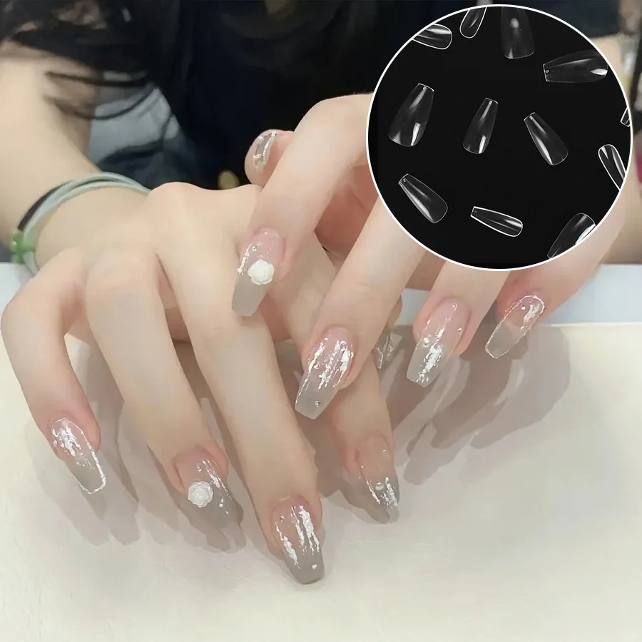 

2024 New Acrylic Low Price Daily Use False Nails Classic Natural Full Cover Press on Nails Reusable Nail Enthusiasts