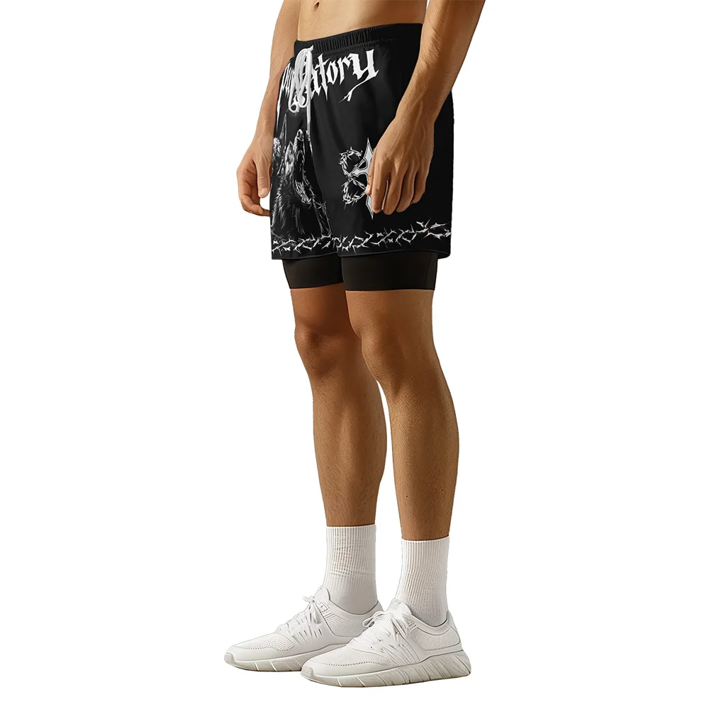 2024 New original design Summer Wolf Cross 3D Premium Print casual trend sports letters High Street skateboarding camo shorts