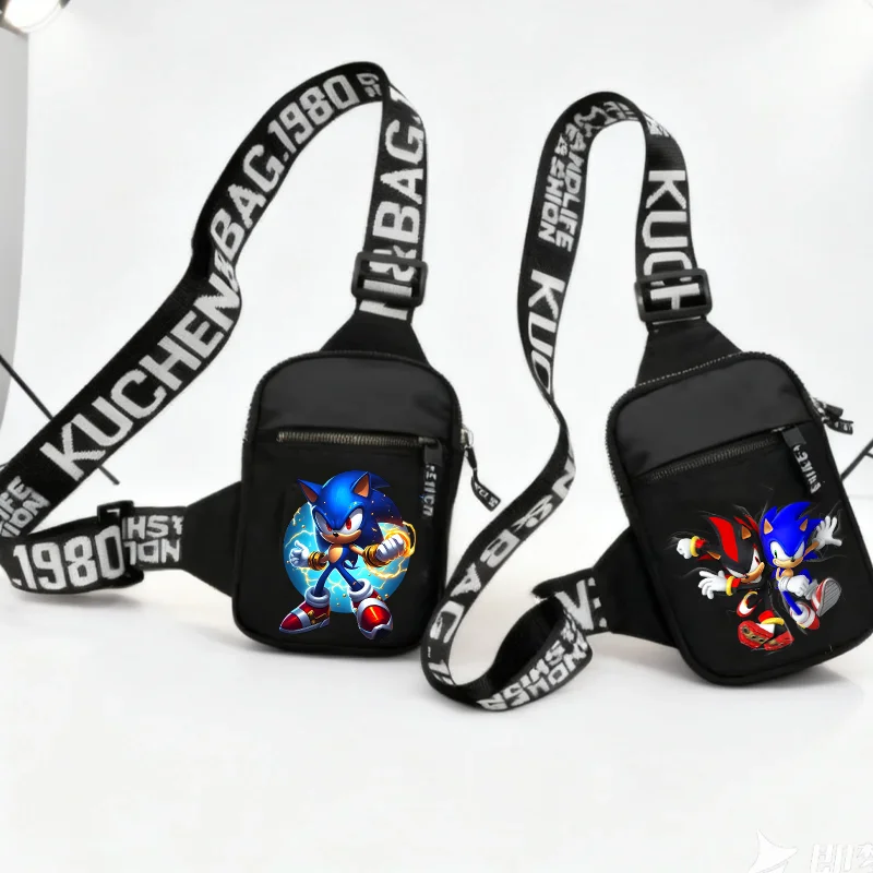Sacs de poitrine sportifs Sonics pour hommes, petit sac messager pour téléphone portable, sac banane motif dessin animé Shadow, sac de transport multifonction, cadeaux