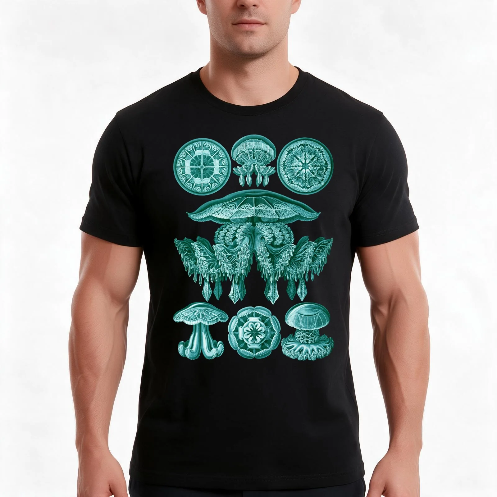 Ernst Haeckel - Scientific Illustration - Discomedusae (Jellyfish) T-Shirt Summer Casual Cotton Tee Oversized Streetwear Tops