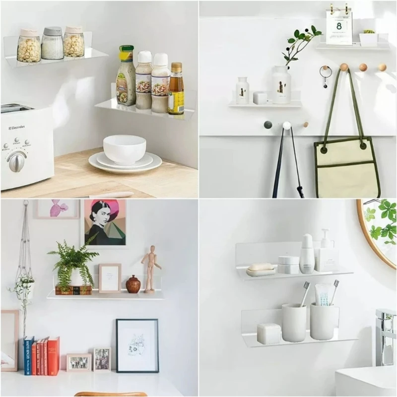 Transparent Acrylic Floating Shelf for Home Organization Wall Mount Floating Wall Shelf Picture Ledges Display Toy Tray Dropship