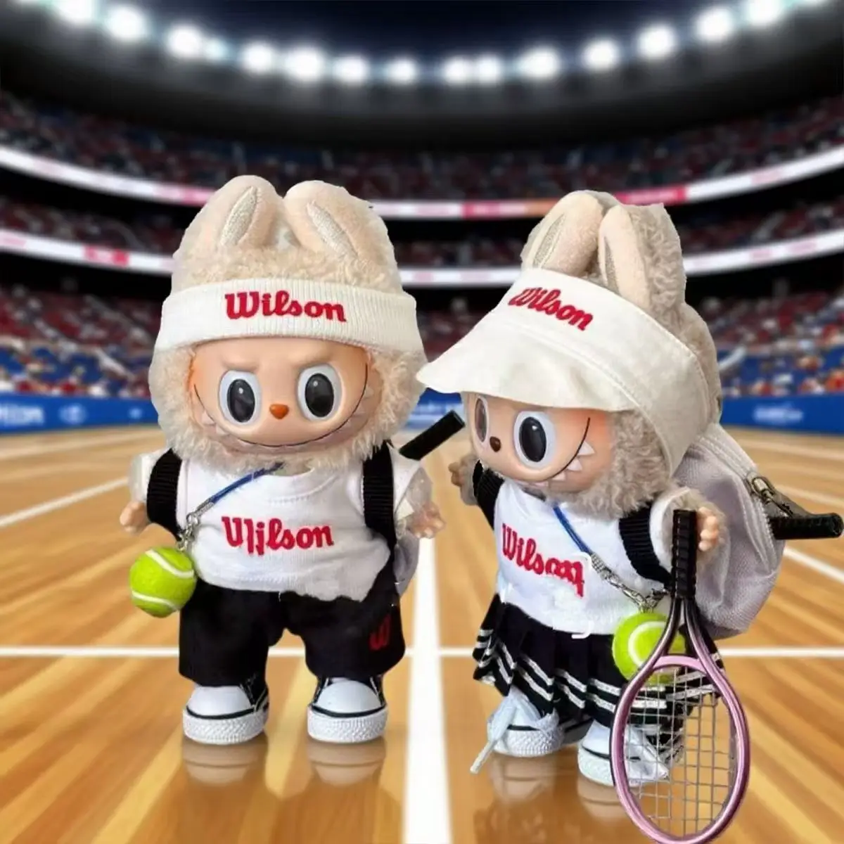 

(NO Doll)Labubu Clothes for 17cm Doll Sports Tennis Suit Korea Style Tennis Pendant Plush Doll Labubu V1 V2 V3 Accessories