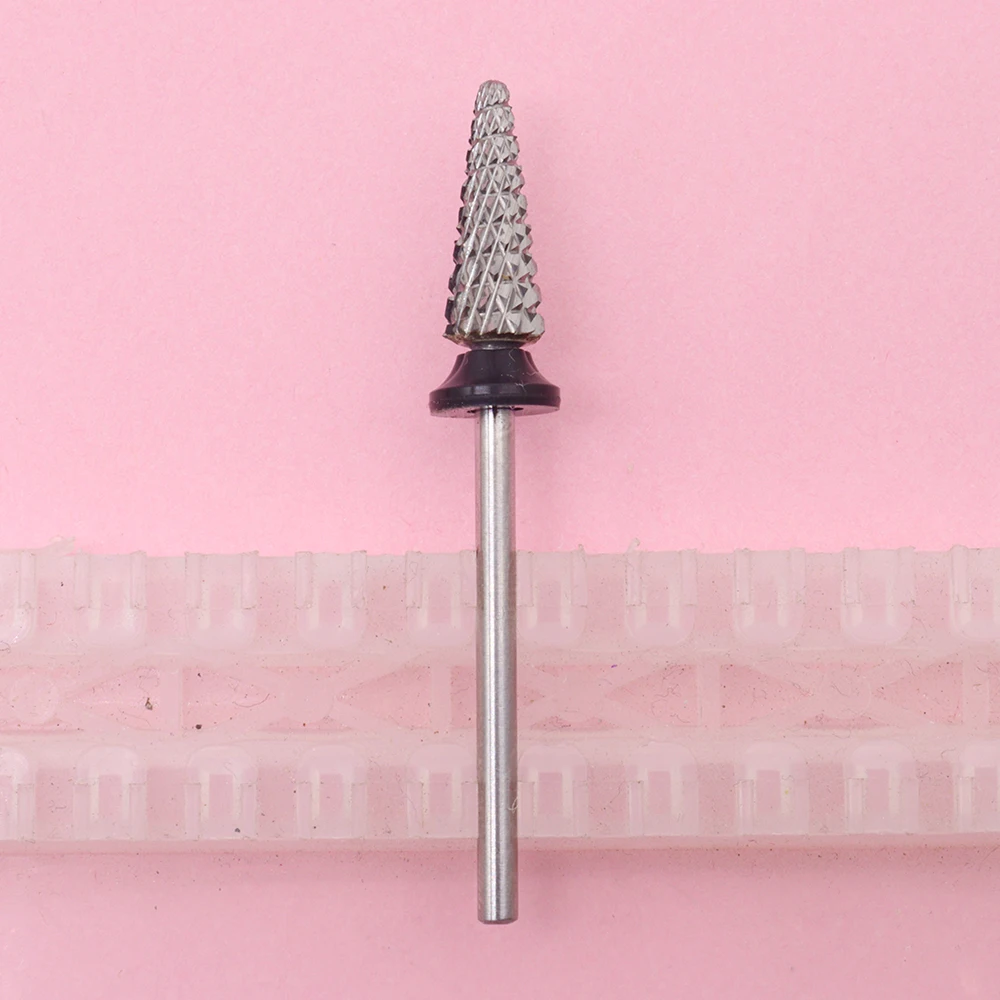 Punta da trapano per unghie in acciaio al tungsteno a forma di cono da 1 pezzo, testa di lucidatura per la rimozione dello smalto Punta da trapano per unghie in carburo da 2,35 mm