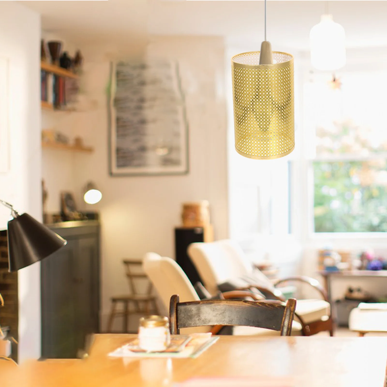 

Vintage Metal Lampshade E27 E14 Hollow Drum Pendant Light Lamp Cover Replacement Accessory Warm Soft Lighting for Dining Living