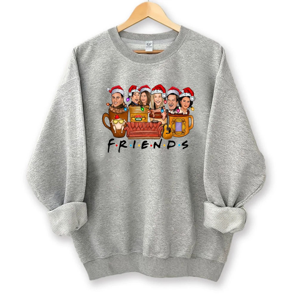 Nieuw binnen Hoodies & Sweatshirts Mode Vrienden Tv Show Grappige Cartoon Kerstmuts Sweatshirt Winterkleding Dames Ronde Hals Tops