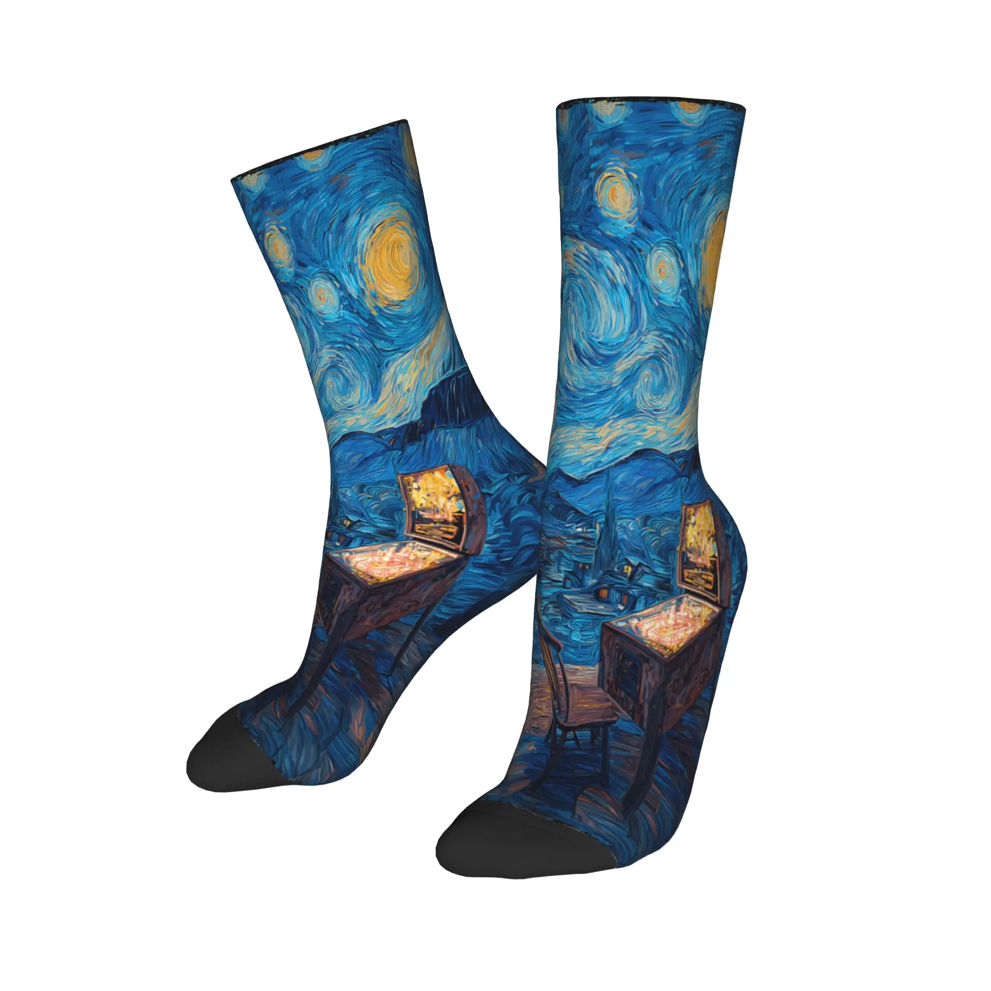 Kaus Kaki Lukisan Malam Berbintang Van Gogh Permainan Arcade Retro Pinball Kaus Kaki Lucu Kaus Kaki Pasangan Anti Selip Musim Gugur Kaus Kaki Lembut Hangat