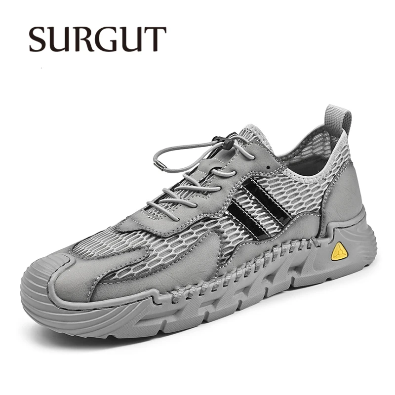 

SURGUT Summer Mesh Men Casual Shoes Breathable Non-Slip Wear-Resistant All-Season Outdoor Daily Footwear