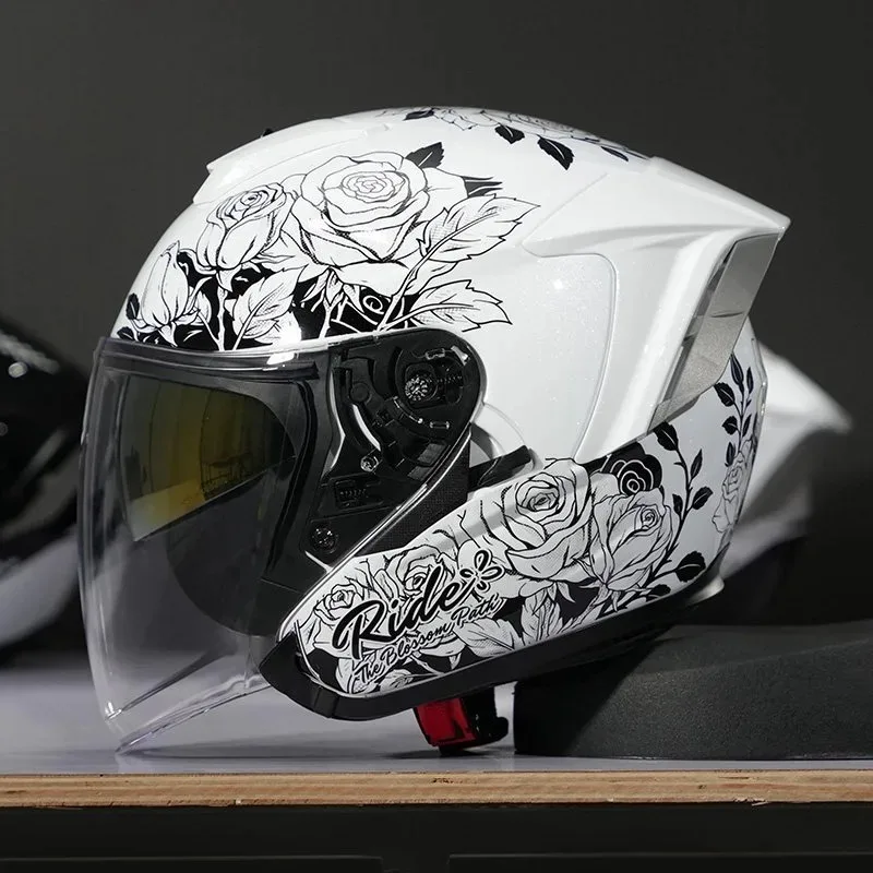 Professional DOT ECE Semi Covered Motorcycle Helmets with Built-in Sun Visors, Scooter Helmets for Both Men and Women  오토바이 헬멧