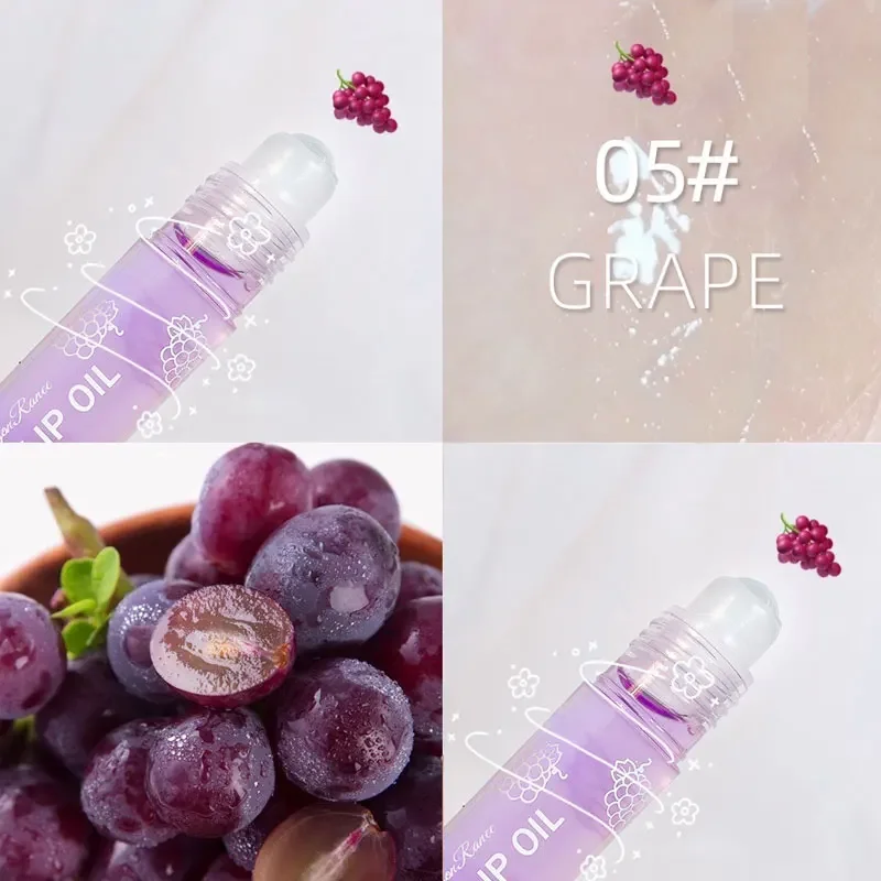 Moisturizing Transparent Lip Oil Fruit Roll-On Lip Balm Lip Primer Hydrating Lip Gloss Lip Care Cosmetics Contain Plant Squalane