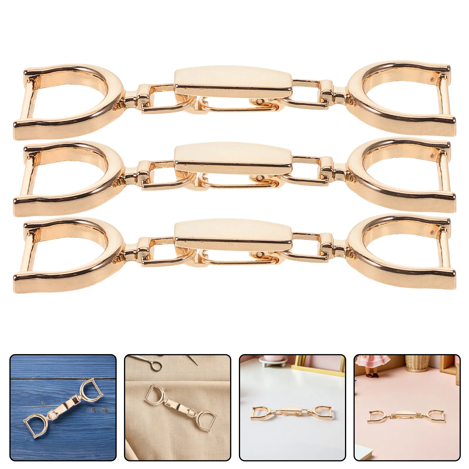 6Pcs Alloy Chain Buckle Metal Belt Clasp Double Clip Buckle Adjustable Waistband Skirt Bag Connector DIY Garment Fastener