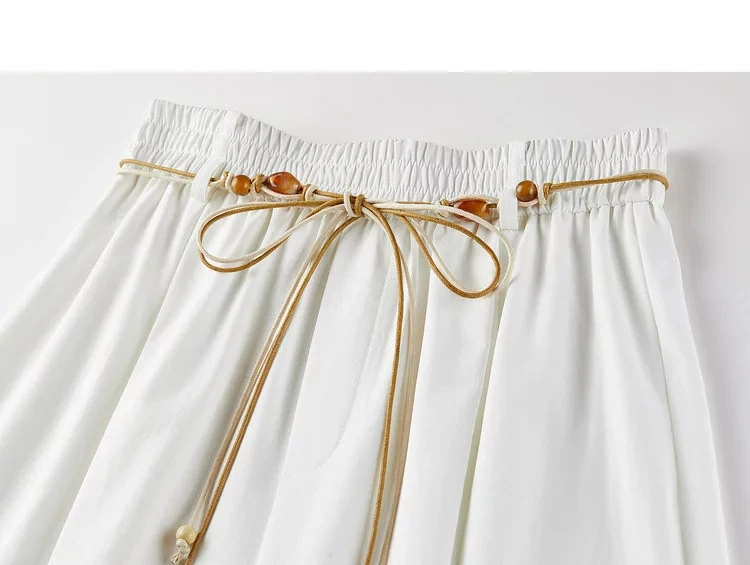SENTUBILA Damen Sonnenschutz Rockhose 2026 Sommer Weiß, lockere, elegante Freizeithose mit Gürtel, 162KF4009 – Detail 26