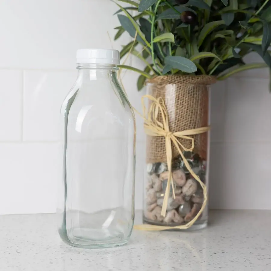 

Стеклянная классическая бутылка для молока с крышкой, объемом 32 унции или 1 кварту