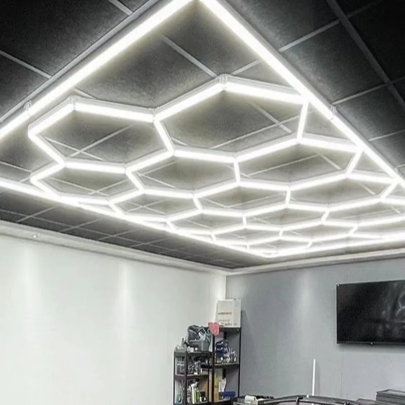 

Hexagon Honeycomb Ceiling LED Lights, Hexagonal Light, Workshop, Car Shop and Garage