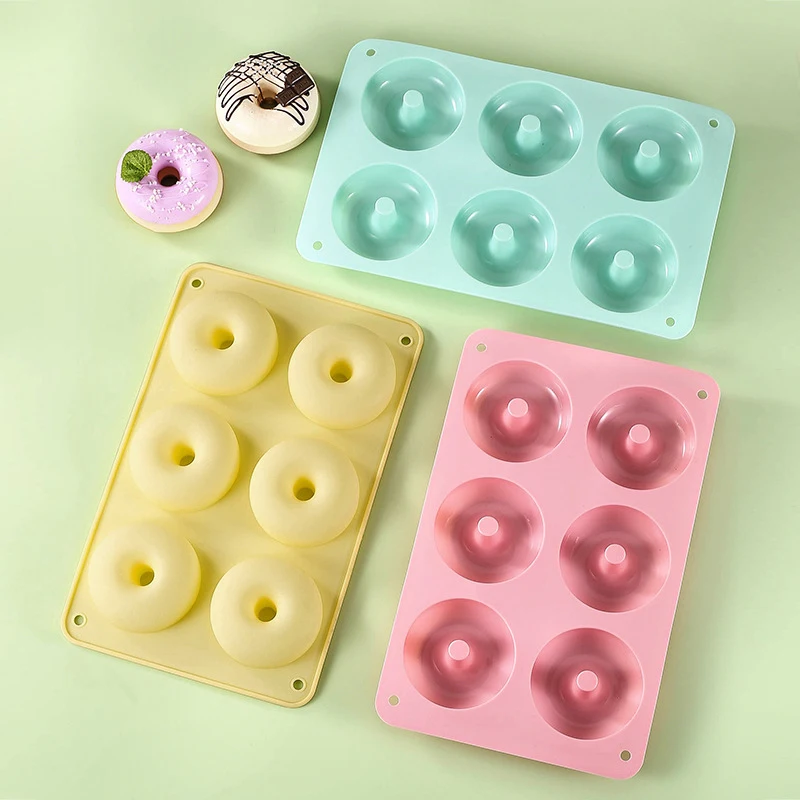 1Pc 6Cavities Donut Cake Silicone Molds DIY Kitchen Baking Mold Baking Tray Donut Candy Making Mold Cake Decor Accessories