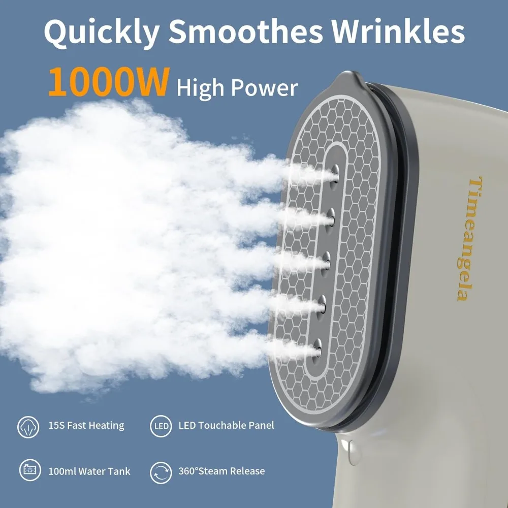 مكواة بخار للسفر للملابس: مكواة بخار احترافية صغيرة الحجم محمولة باليد للسفر للتجاعيد على قميص الفستان (رمادي)