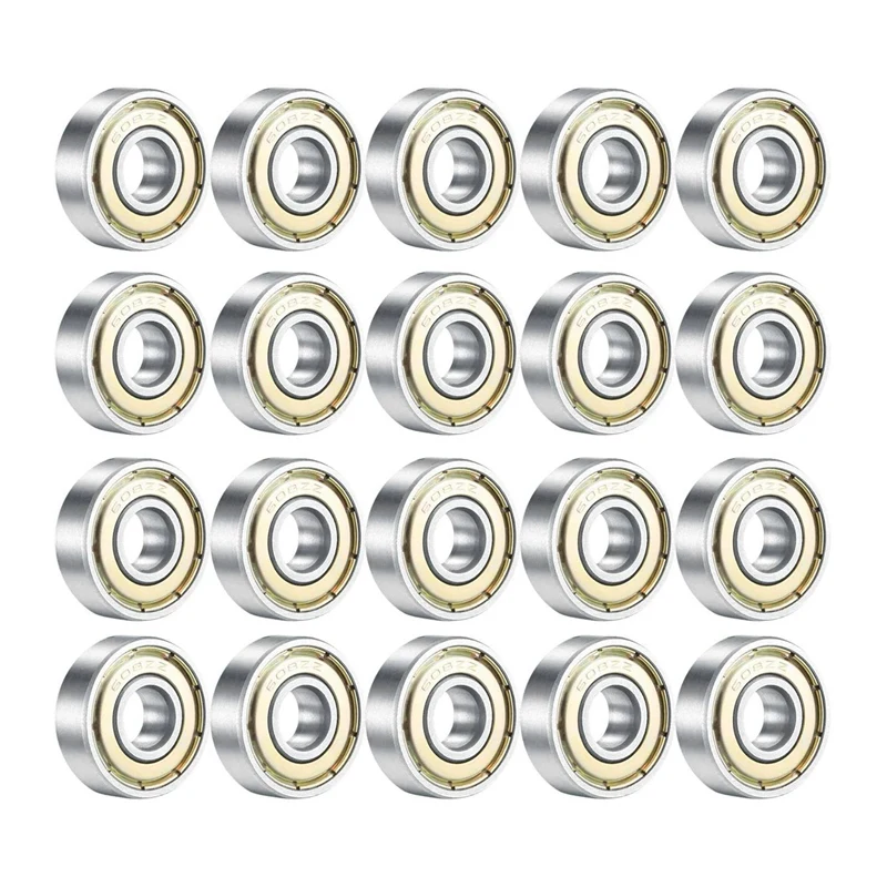 608ZZ Double Shielded Ball Bearing, Metal Deep Groove Ball Carbon Steel Miniature Roller Bearing, 20 Pieces