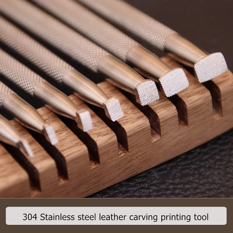 Image of Schnitzkante aus Edelstahl 304, Mesh-Muster, Leder – Klopfwerkzeuge für DIY handgefertigte Lederdruckschnitzerei