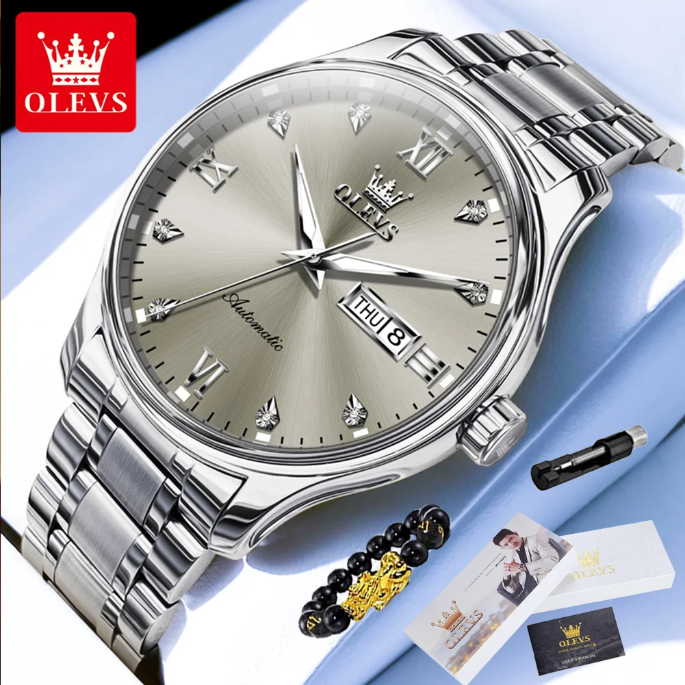 

OLEVS 9955 Men's Watch Top Luxury Brand Automatic Mechanical Watch Fashion Dual Calendar Waterproof Glow Men Watch Reloj Hombre