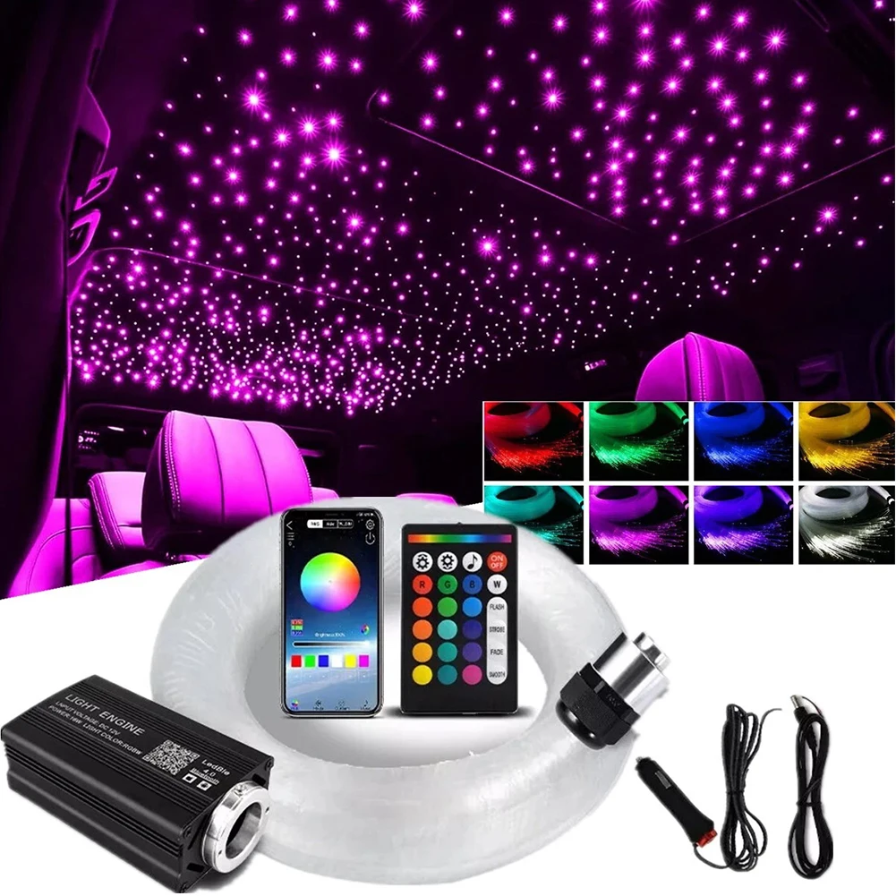 Luz de estrella para techo de coche, 12W, 16 colores, Control por aplicación, luces de neón, luz de techo de estrella óptica para techo de cielo estrellado