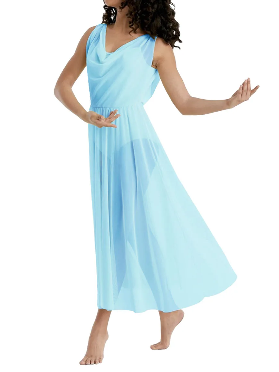 Vestido lírico largo hasta el suelo para mujer, leotardo de lentejuelas con abertura frontal lateral, traje de baile contemporáneo, alta calidad