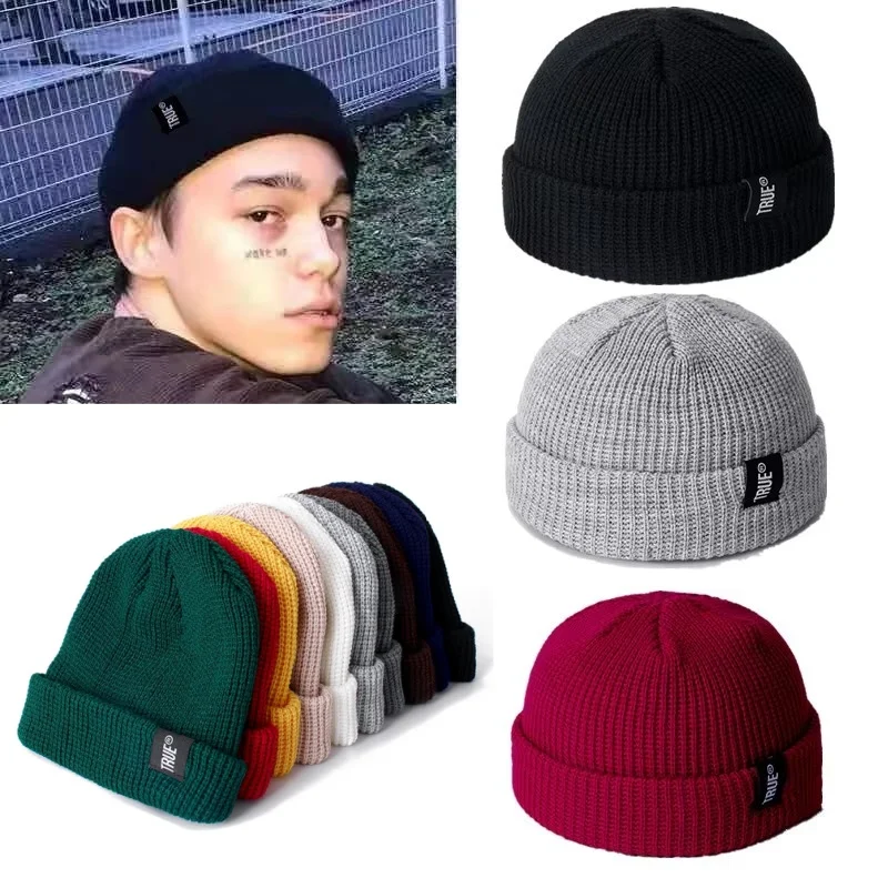 Unisex 10 Colors Sailor Fishermans Winter Beanie Hat Ribbed Knitted Melon Cap Solid Skullcap Baggy Retro Ski Hat