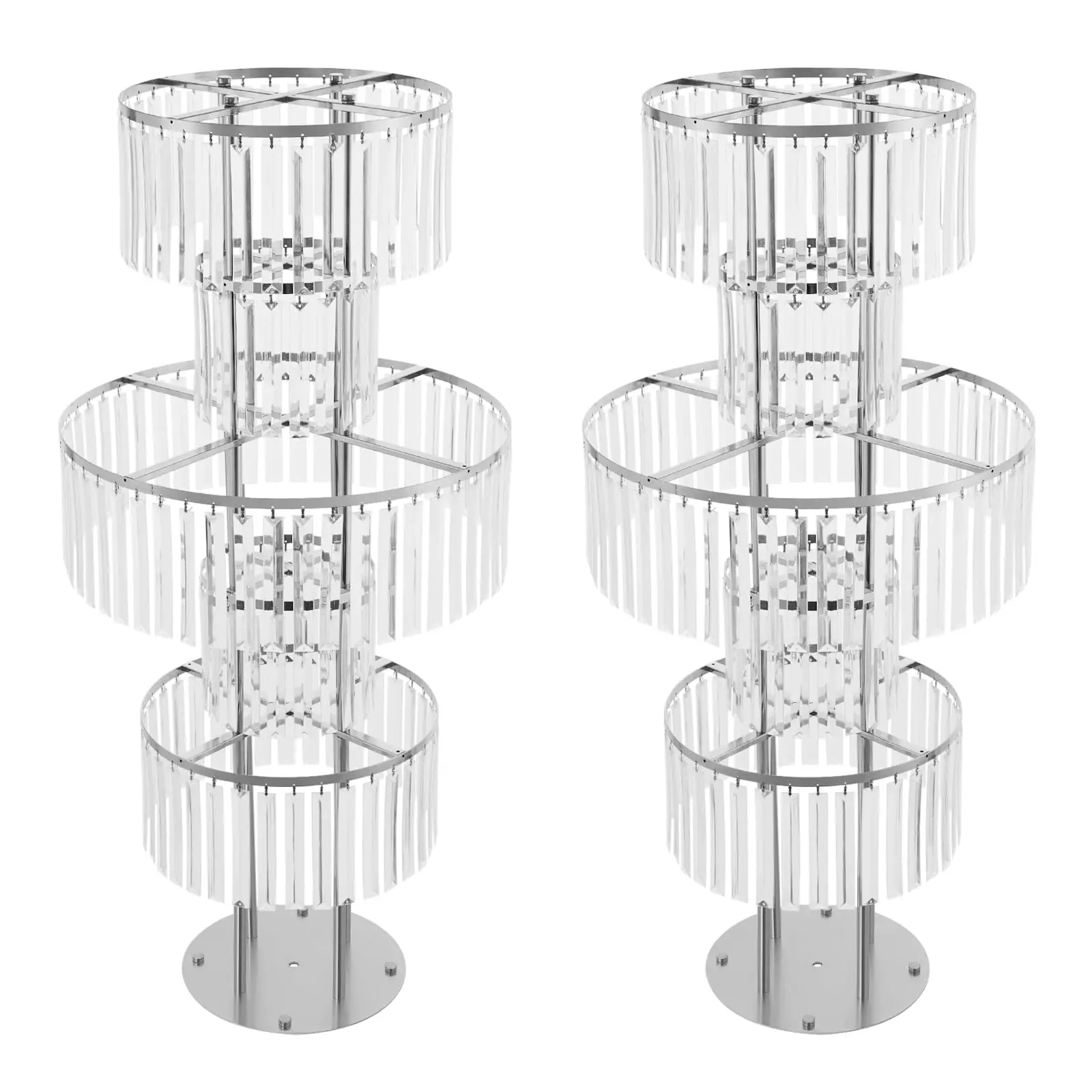 

[Christmas] 5-Tier Crystal Vase for Table Centerpiece, 2Pcs 43.3 Inch Tall Large Wedding Decor Flower Stand, Metal Chandelier Stand with