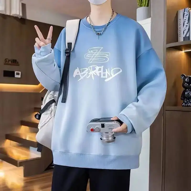 

2025 New Spring Autumn Long Sleeve Boys Hoodie Teenage Base Shirt High School Student T-Shirt Casual Loose Fit Polyester