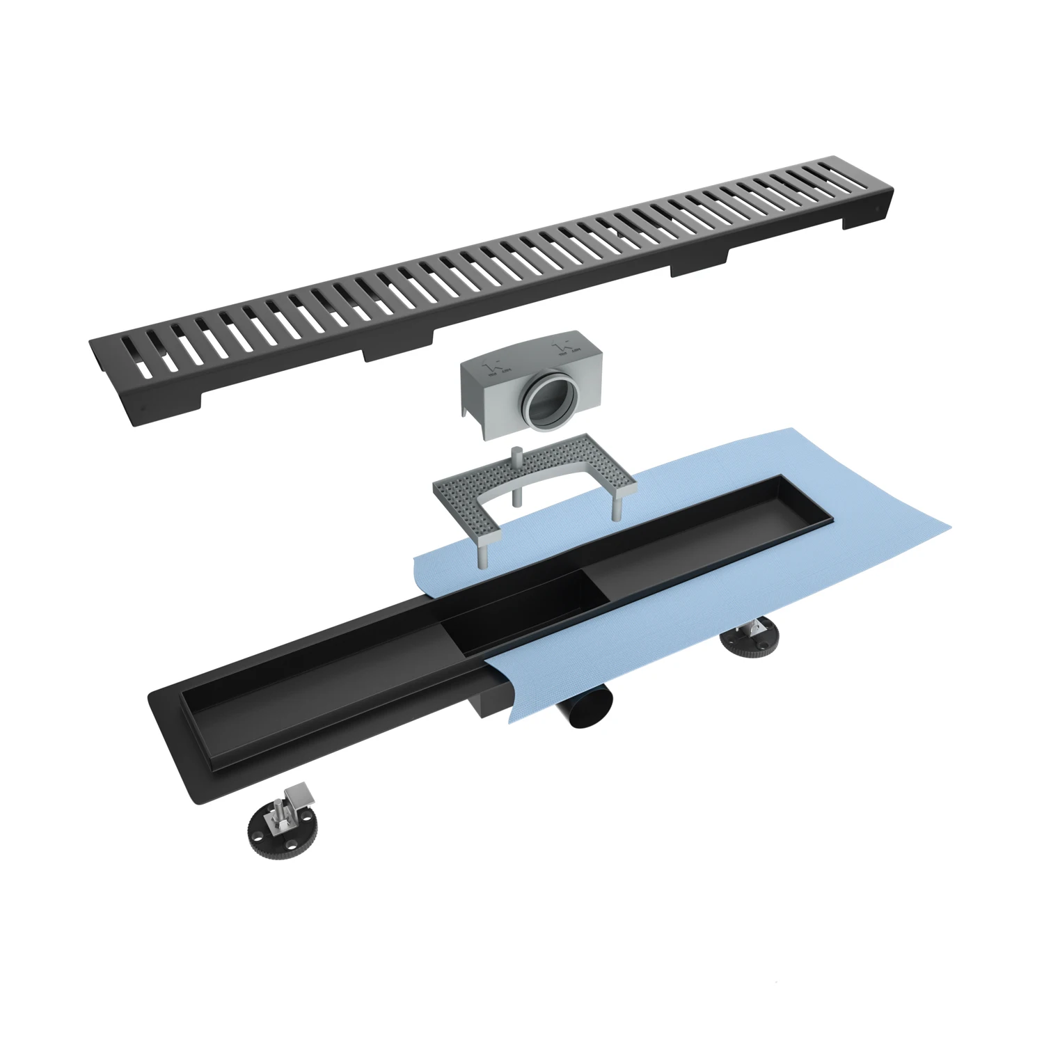 استنزاف دش من الفولاذ المقاوم للصدأ مطلي بالكروم باللون الأسود الاحترافي مع غطاء شبكي قابل للإزالة للحمام #3