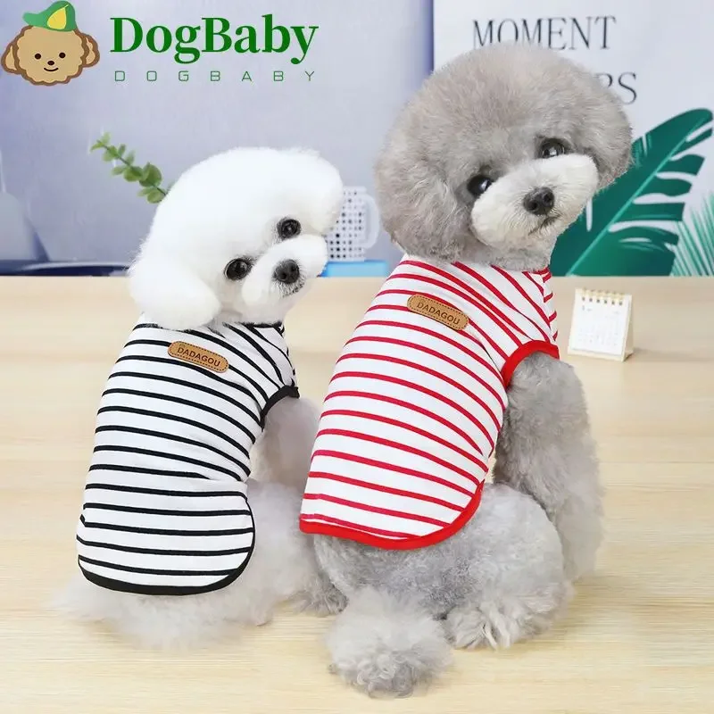 Striped Puppy Sleeveless Vest Spring Summer Pet Clothes for Small Dogs Pomeranian Chihuahua Pullovers Kitten T-shirts Outfits