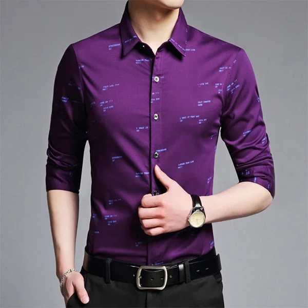 Men's Casual and Fashionable Long Sleeved Printed Shirt, Non Ironing and Wrinkle Resistant Business Top