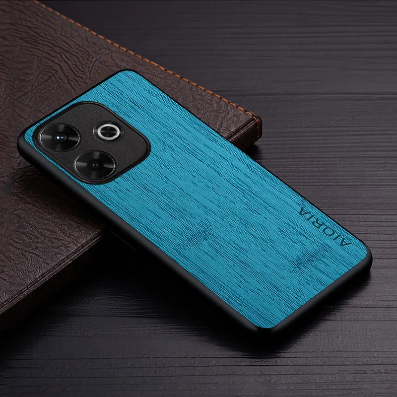 Etui na telefon Poco M6 4G coque wzór drewna bambusowego Skórzane etui na telefon Luxury funda dla xiaomi poco m6 4g etui capa