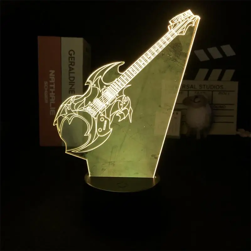 E-Gitarre führte Nachtlicht mit Touch-Taste 7 bunte Tisch licht musikalische Illusion 3d Schreibtisch lampe für Raum dekoration Geschenk