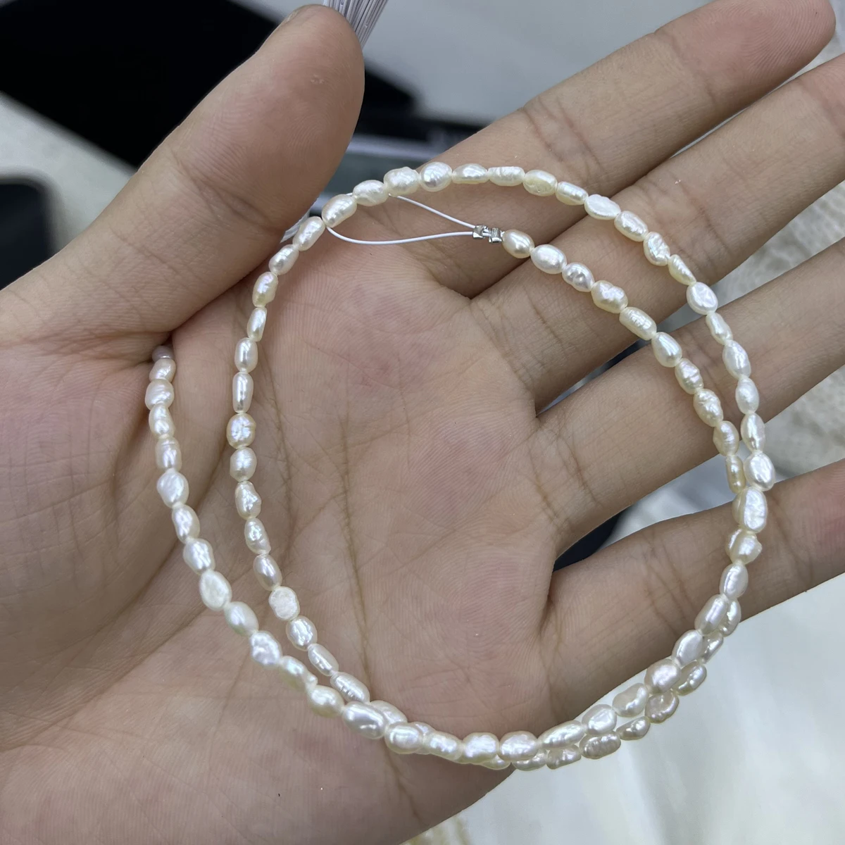 3-4mm3A Baroque Hand-Selected Natural Freshwater White Pearl Isolated Rare Bead Jewelry Make DIY Necklace Bracelet Accessories