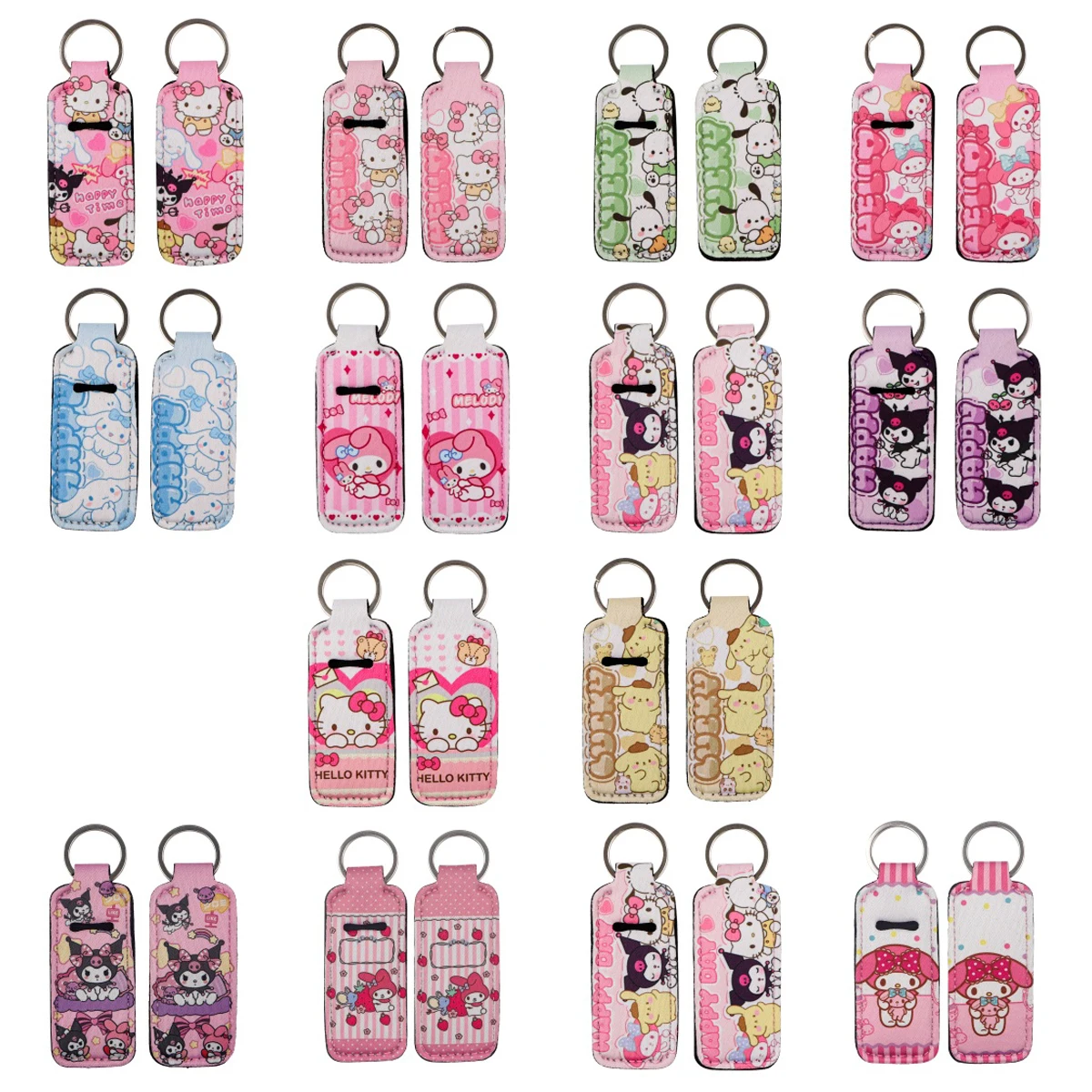 

Kawaii Anime Women's Lipstick Pendant Cartoon Animals Lip Balm Holder Make Up Bag Keychain Accessories Useful Gifts