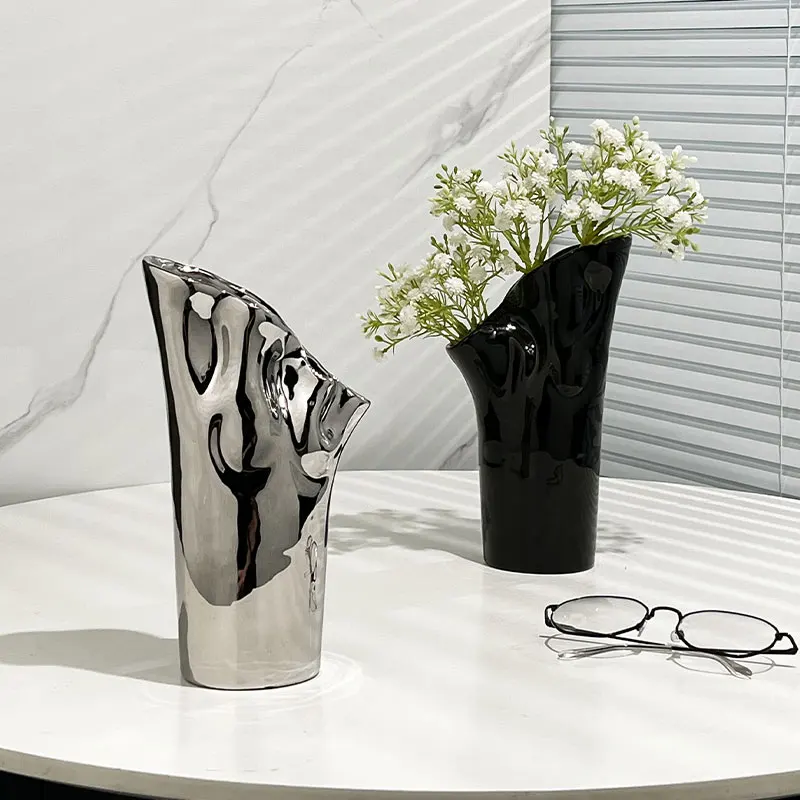 North Europe high-grade silver ceramic vases home flower arrangement living room modern creative small fresh home decorations