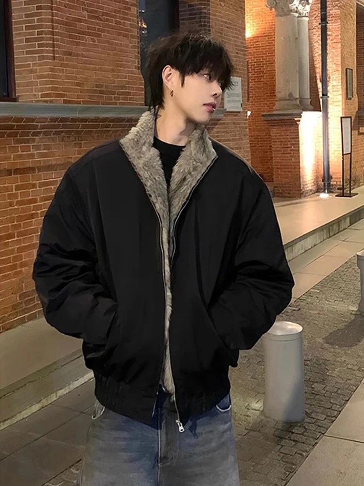 

Cleanfit Men's Thiened Cotton Jaet with Fur Collar Casual Warm Long Sve Coat Stand Collar Winter Outerwear Coat