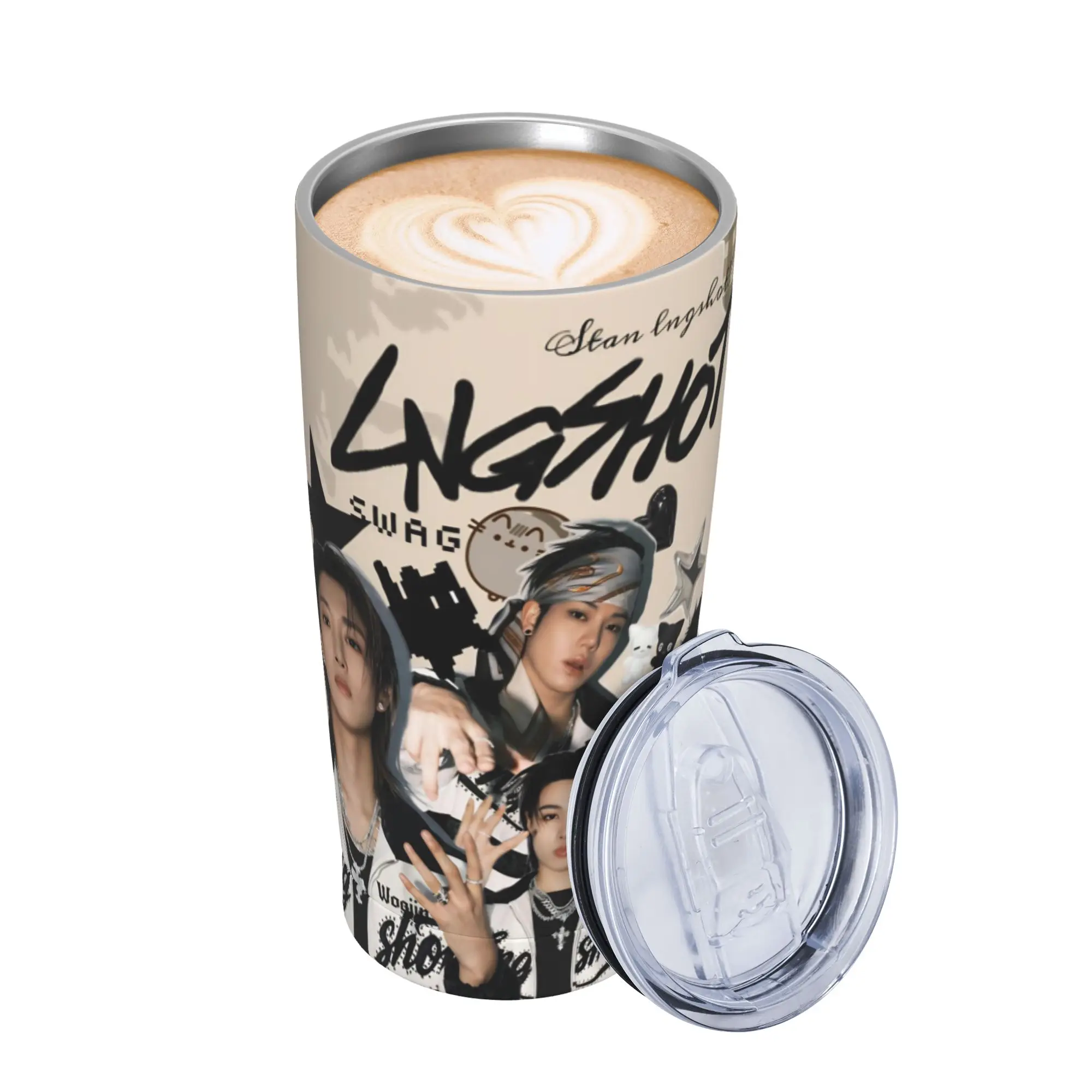 Kpop Group Lngshot  Insulated Tumbler with Straws  Stainless Steel Thermal Mug Office Home Hot Cold Drinks Cup 20oz