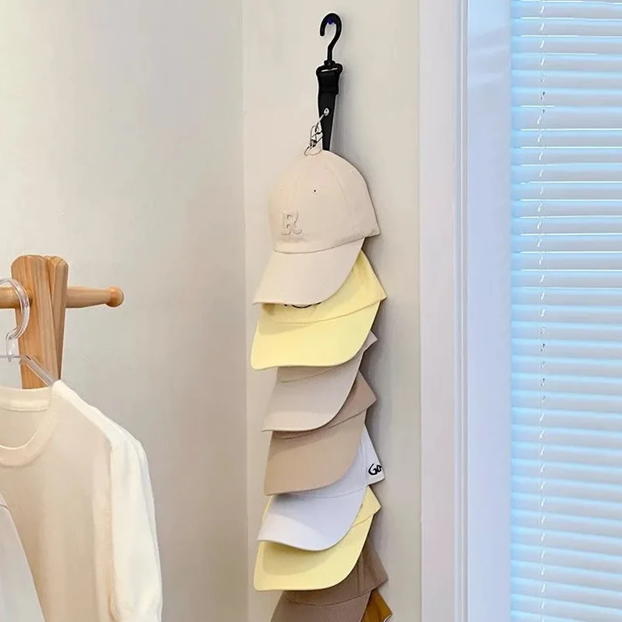 8-Clips Wall Hat Organizer Drying Rack Wardrobe Hanger Baseball Cap Duck Tongue Cap Holder Dolls Toys Hanging Organizer Rack - Image 3