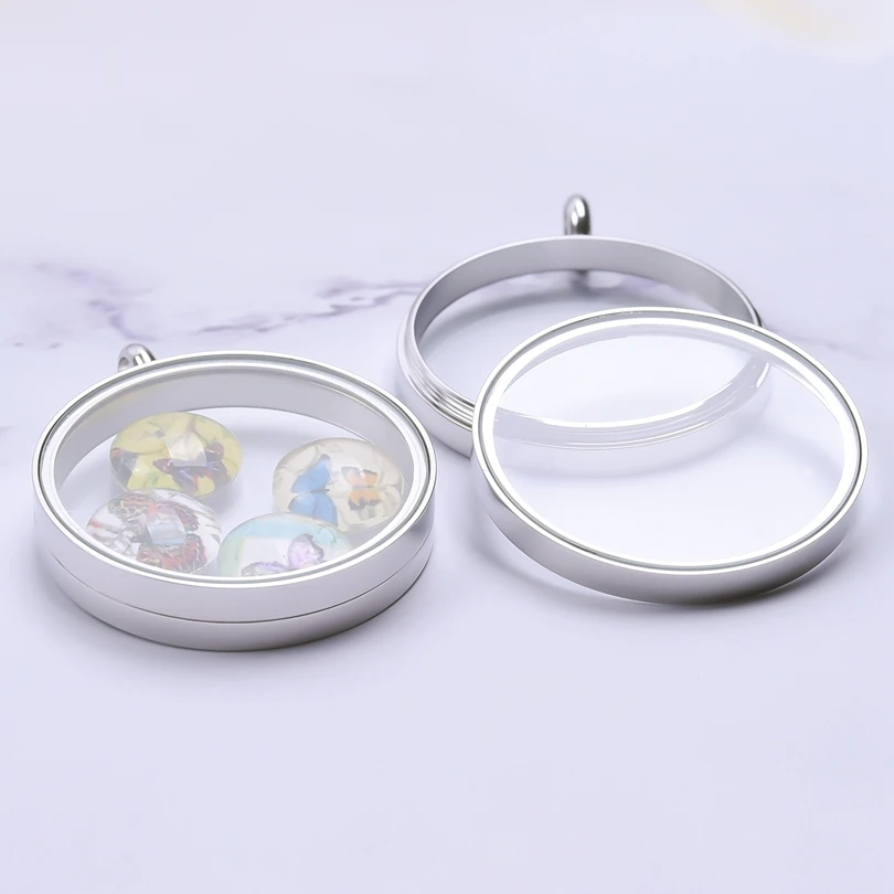 1Pc Stainless Steel Assorted Round Glass Living Photo Relicario Pendant Diy Reliquary urn Memory Locket подвески Jewelry Bulk