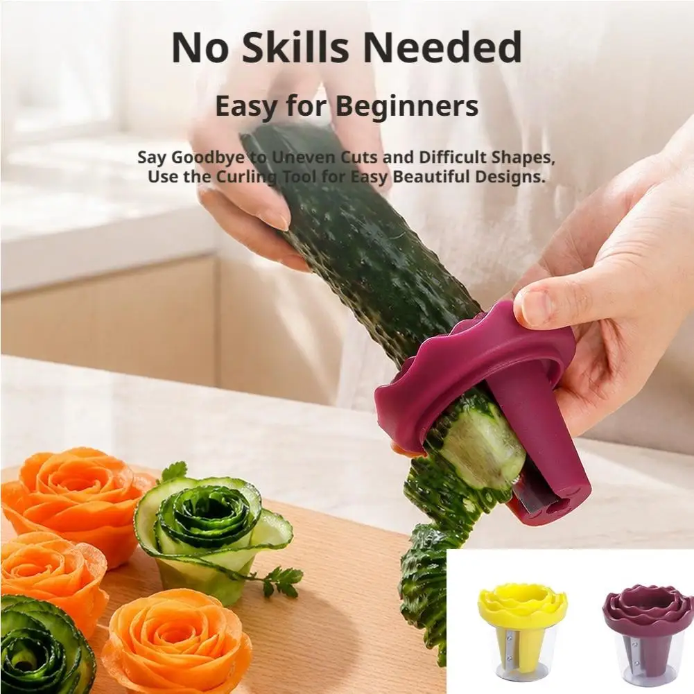 3D Rose Fruit and Vegetable Roll Maker Manual Radish Cucumber Rotating Grater Handheld Vegetable Fruit Tool Kitchen Accessories
