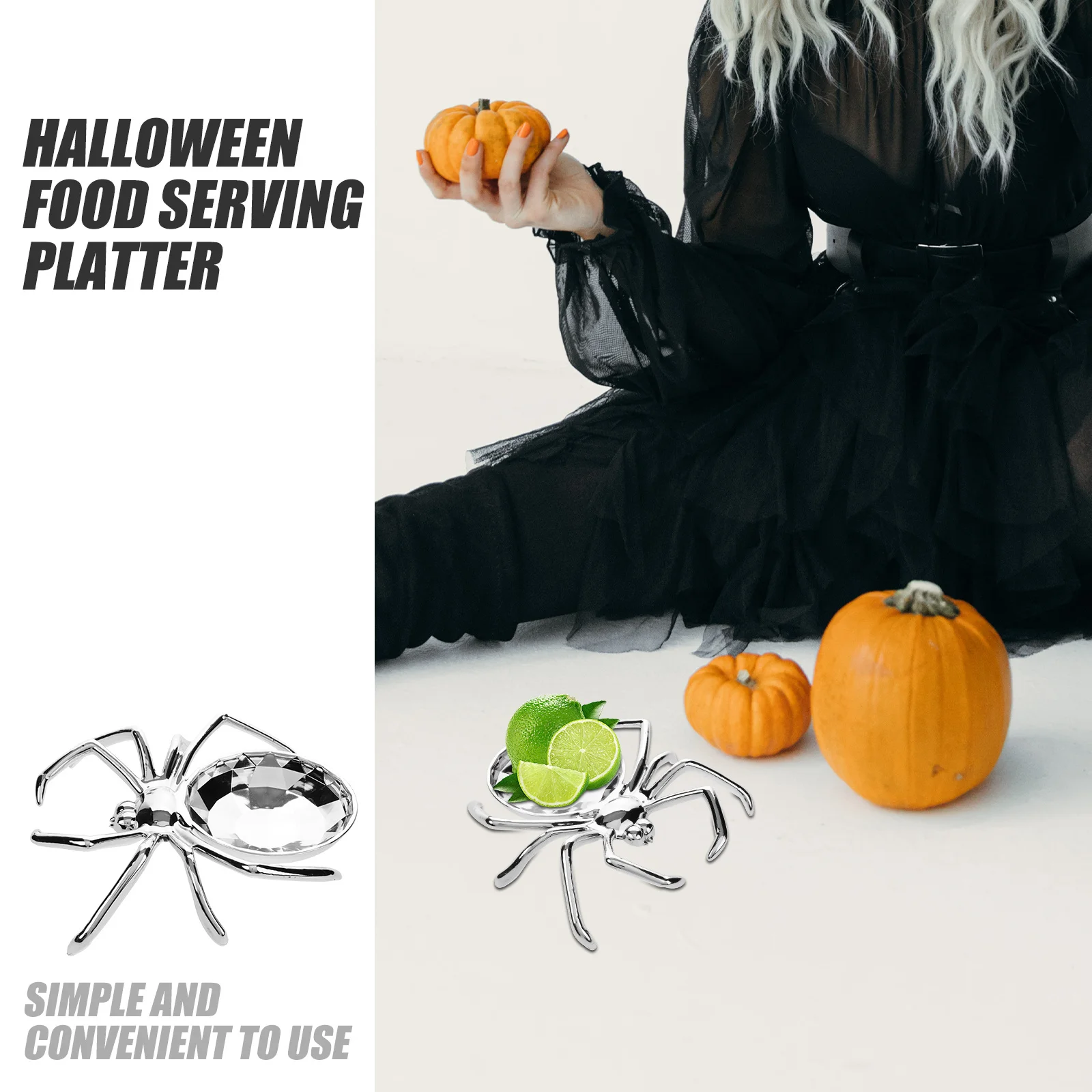 Reutilizável halloween aranha prato de frutas plástico lanche armazenamento prato de doces servindo prato desktop halloween servindo prato
