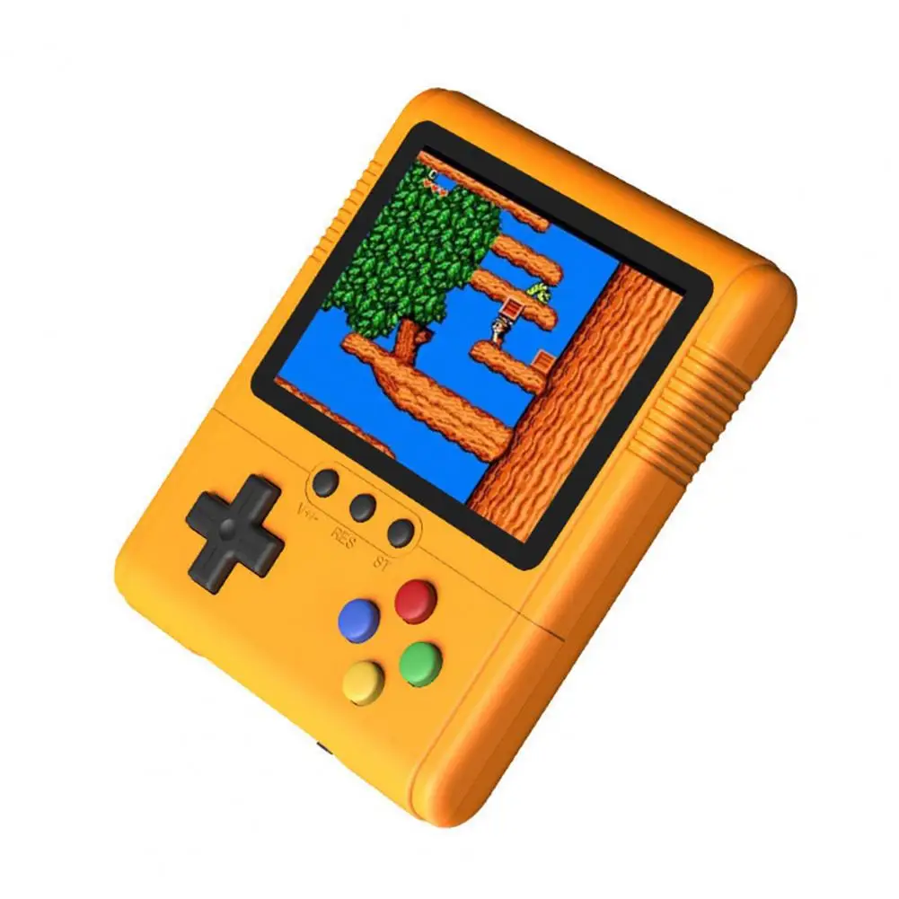 คอนโซลเกม500คอนโซลเกมพกพาสะดวกคอนโซลเกม3.5นิ้วแนววินเทจสีเหลืองพกพาสะดวกของขวัญวันคริสต์มาส