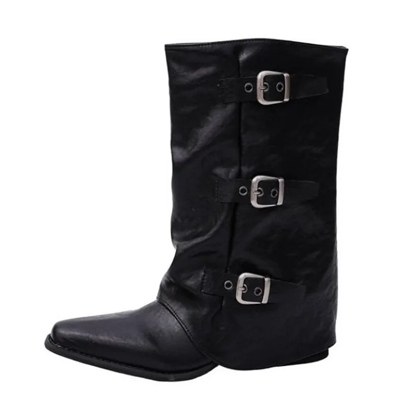 Luxury Woman Boots Knee High Platform Chunky Heels Trend Punk Gothic Rock Leather 2026 Fashion Women's Shoes Motorcycle Footwear