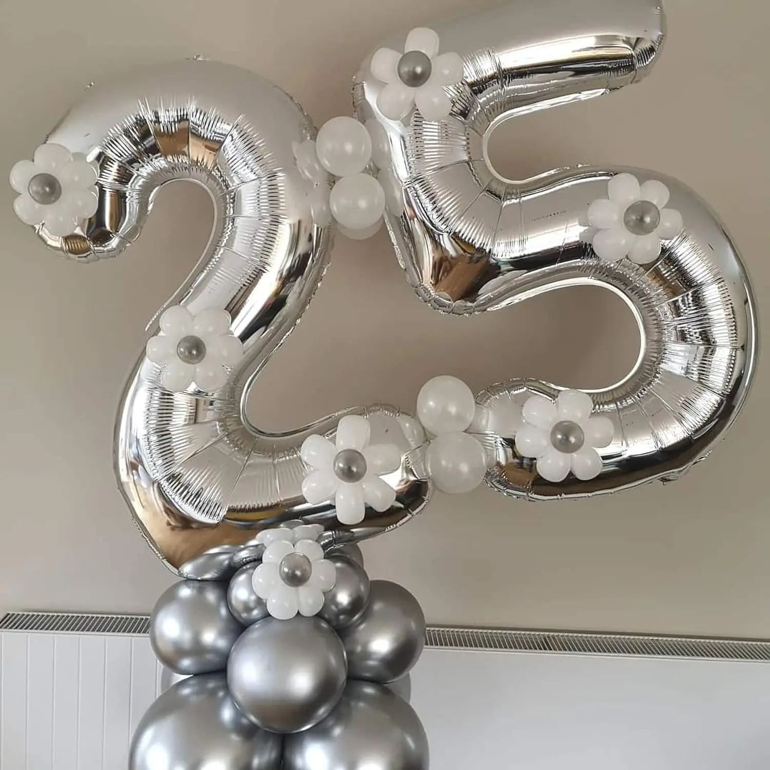 2pcs Large 40inch Number 25 Balloons Silver Confetti Set 25th Birthday Party Decoration Anniversary Baby Shower Decor Globos