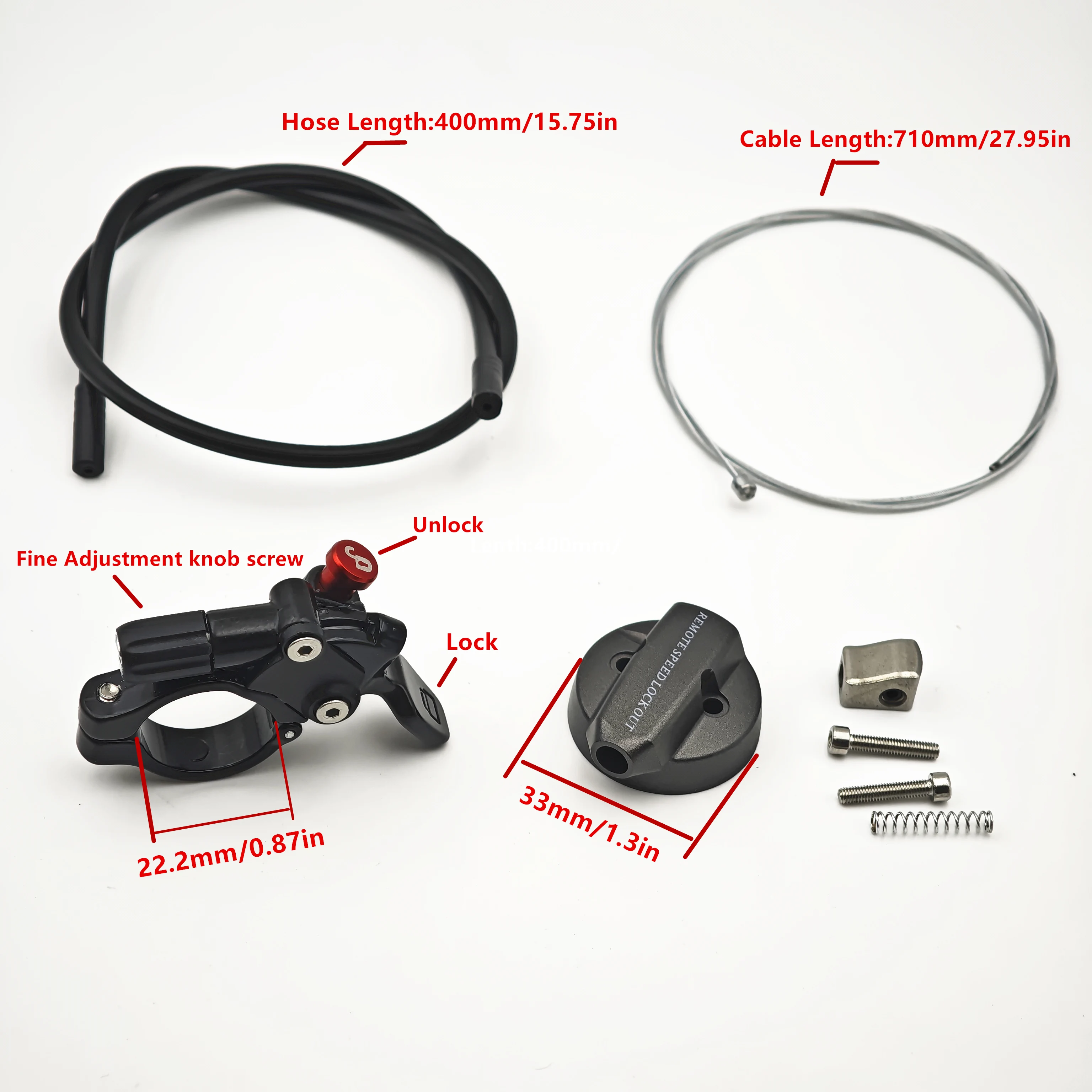 Bicycle Fork Remote Lockout Lever & Cap for 22.2mm Handlebars, for SR Suntour Axon, Epikon (Epicon series), Raidon, XCR, NCX