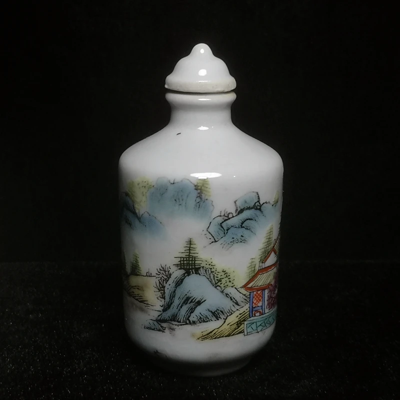 YIZHU CULTUER ART Size 3.2 inch Chinese Porcelain Painting Persimmon Deer Snuff Bottle Gift Collection