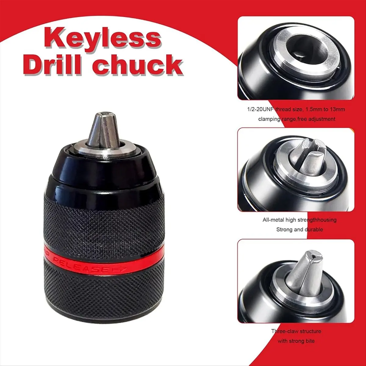 Best of 2026 Keyless Drill Chuck for , 1/2-20UNF Mount, 2-13mm Self-Tighten, with SDS-Plus & Hex Shank Adapters