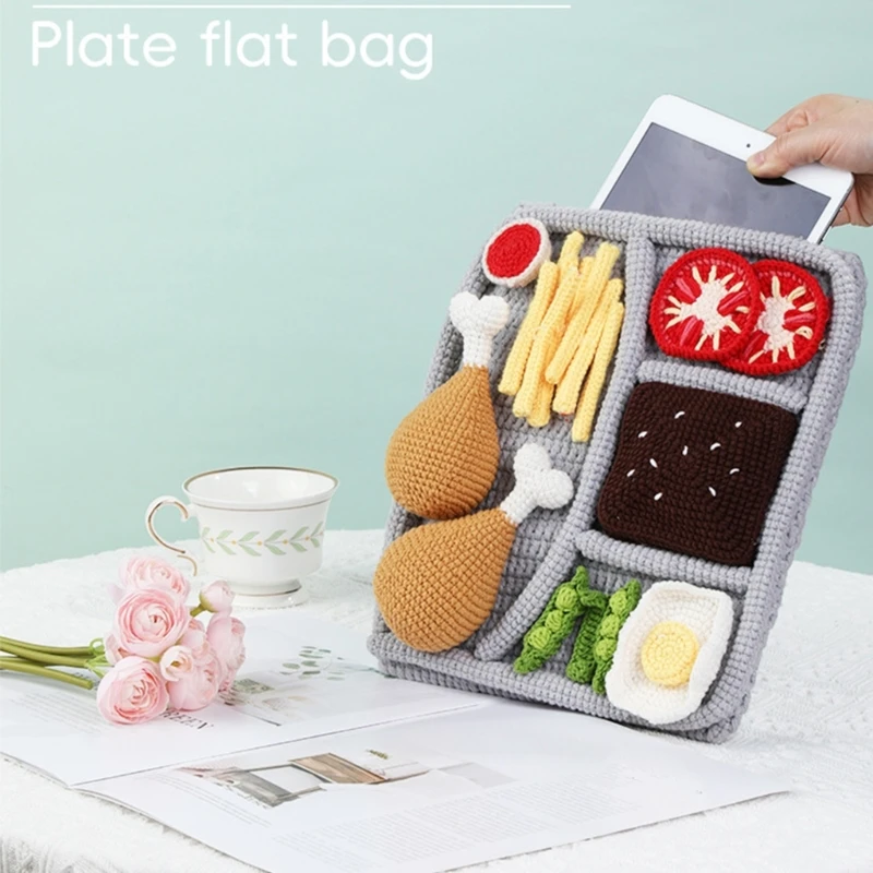Prato jantar estojo para laptop conjunto crochê para iniciantes com instruções passo a passo acessório tricô